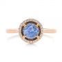 14k Rose Gold 14k Rose Gold Rose Cut Blue Sapphire And Diamond Halo Engagement Ring - Top View -  105859 - Thumbnail