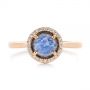 18k Rose Gold 18k Rose Gold Rose Cut Blue Sapphire And Diamond Halo Engagement Ring - Top View -  105859 - Thumbnail