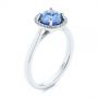  Platinum Platinum Rose Cut Blue Sapphire And Diamond Halo Engagement Ring - Three-Quarter View -  105859 - Thumbnail