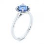 14k White Gold 14k White Gold Rose Cut Blue Sapphire And Diamond Halo Engagement Ring - Three-Quarter View -  105859 - Thumbnail