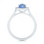 18k White Gold 18k White Gold Rose Cut Blue Sapphire And Diamond Halo Engagement Ring - Front View -  105859 - Thumbnail