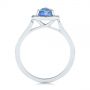 14k White Gold 14k White Gold Rose Cut Blue Sapphire And Diamond Halo Engagement Ring - Front View -  105859 - Thumbnail