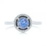 18k White Gold 18k White Gold Rose Cut Blue Sapphire And Diamond Halo Engagement Ring - Top View -  105859 - Thumbnail