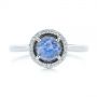 14k White Gold 14k White Gold Rose Cut Blue Sapphire And Diamond Halo Engagement Ring - Top View -  105859 - Thumbnail