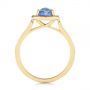 14k Yellow Gold Rose Cut Blue Sapphire And Diamond Halo Engagement Ring - Front View -  105859 - Thumbnail