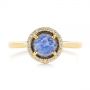 18k Yellow Gold 18k Yellow Gold Rose Cut Blue Sapphire And Diamond Halo Engagement Ring - Top View -  105859 - Thumbnail