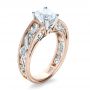 14k Rose Gold And 14K Gold Diamond Engagement Ring - Three-Quarter View -  1214 - Thumbnail