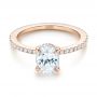 18k Rose Gold Diamond Engagement Ring - Flat View -  103371 - Thumbnail