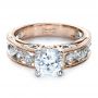 18k Rose Gold And Platinum 18k Rose Gold And Platinum Diamond Engagement Ring - Flat View -  1214 - Thumbnail