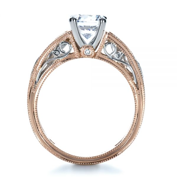18k Rose Gold And 14K Gold 18k Rose Gold And 14K Gold Diamond Engagement Ring - Front View - 1214