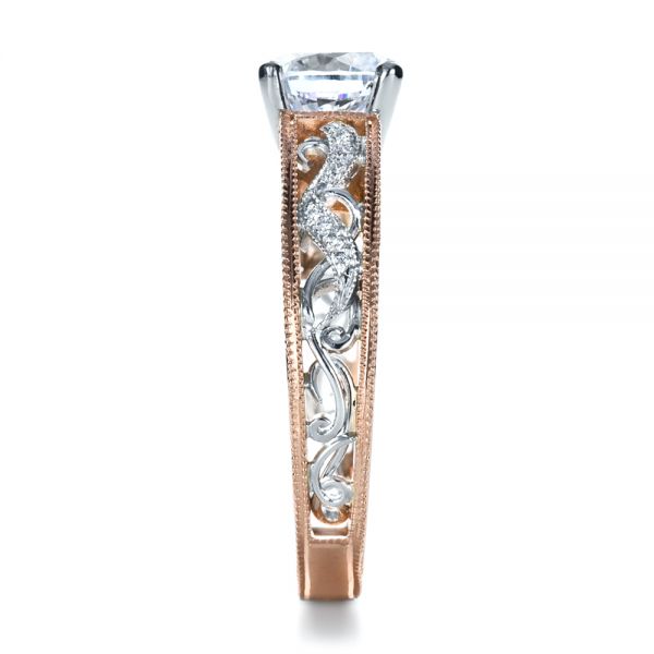 18k Rose Gold And 14K Gold 18k Rose Gold And 14K Gold Diamond Engagement Ring - Side View - 1214