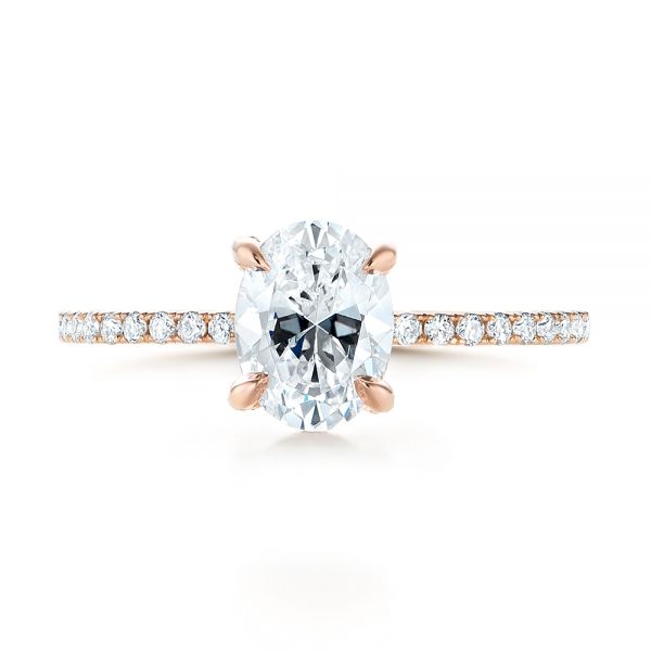 18k Rose Gold Diamond Engagement Ring - Top View -  103371