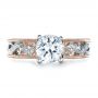 14k Rose Gold And 14K Gold Diamond Engagement Ring - Top View -  1214 - Thumbnail