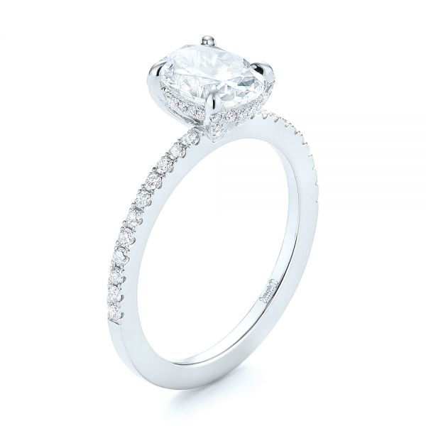 18k White Gold 18k White Gold Diamond Engagement Ring - Three-Quarter View -  103371