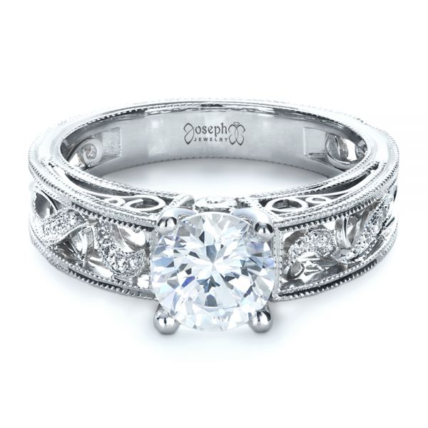 14k White Gold And 14K Gold 14k White Gold And 14K Gold Diamond Engagement Ring - Flat View - 1214