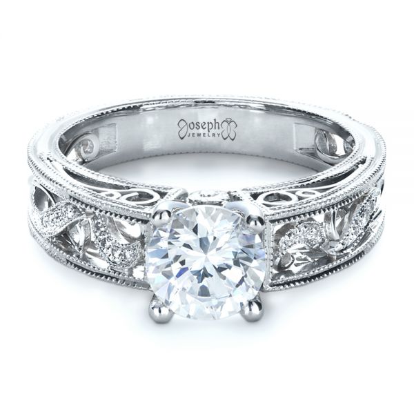 18k White Gold And 14K Gold 18k White Gold And 14K Gold Diamond Engagement Ring - Flat View -  1214