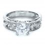 14k White Gold And 18K Gold 14k White Gold And 18K Gold Diamond Engagement Ring - Flat View -  1214 - Thumbnail