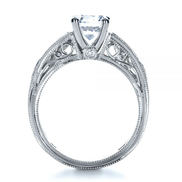 18k White Gold And 14K Gold 18k White Gold And 14K Gold Diamond Engagement Ring - Front View -  1214