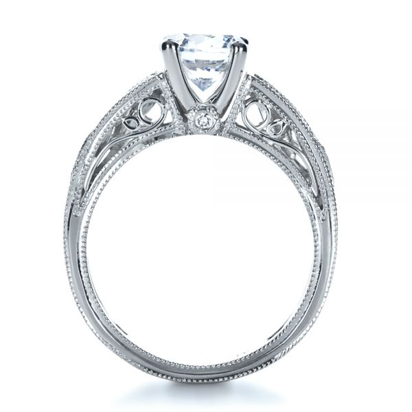14k White Gold And 14K Gold 14k White Gold And 14K Gold Diamond Engagement Ring - Front View - 1214