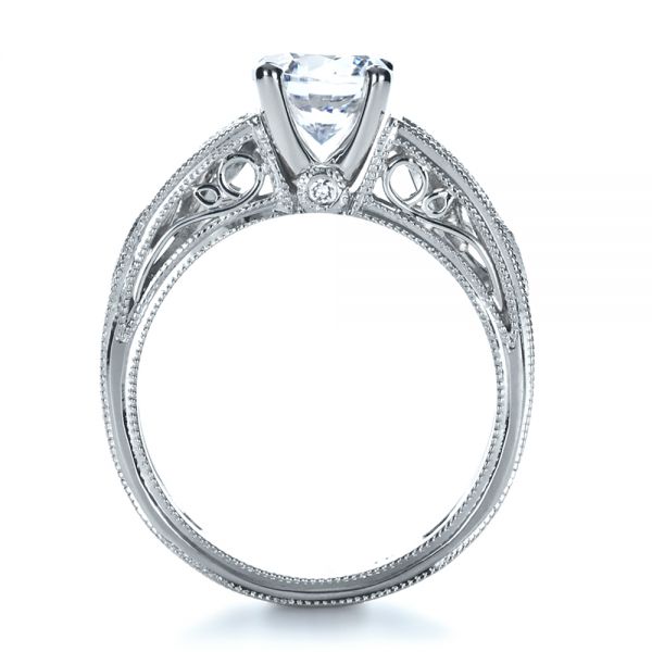 14k White Gold And 14K Gold 14k White Gold And 14K Gold Diamond Engagement Ring - Front View -  1214