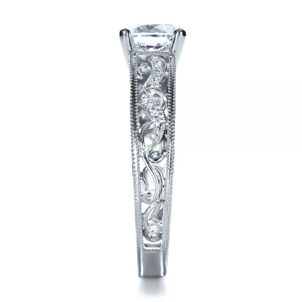 14k White Gold And 14K Gold 14k White Gold And 14K Gold Diamond Engagement Ring - Side View - 1214