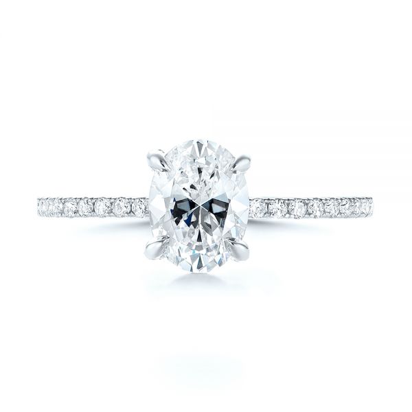 18k White Gold 18k White Gold Diamond Engagement Ring - Top View -  103371