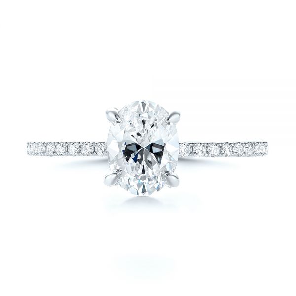18k White Gold 18k White Gold Diamond Engagement Ring - Top View - 103371