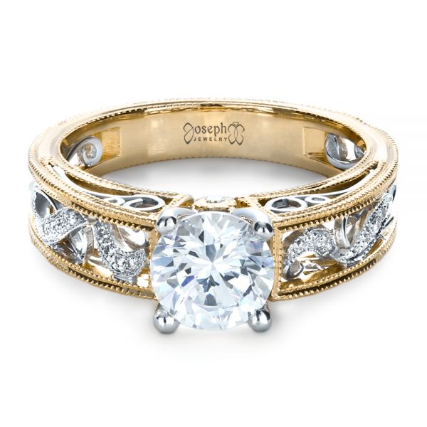 14k Yellow Gold And 14K Gold 14k Yellow Gold And 14K Gold Diamond Engagement Ring - Flat View - 1214