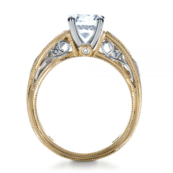 14k Yellow Gold And Platinum 14k Yellow Gold And Platinum Diamond Engagement Ring - Front View -  1214