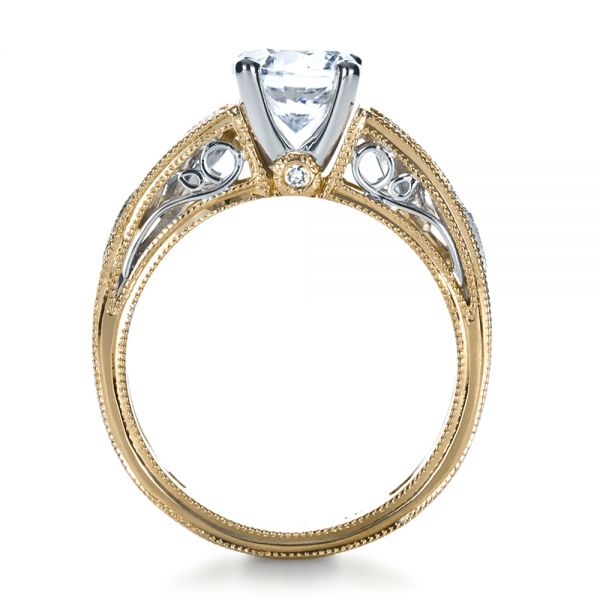 14k Yellow Gold And 14K Gold 14k Yellow Gold And 14K Gold Diamond Engagement Ring - Front View - 1214