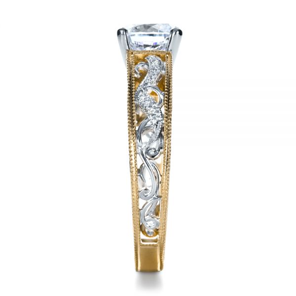 18k Yellow Gold And Platinum 18k Yellow Gold And Platinum Diamond Engagement Ring - Side View -  1214