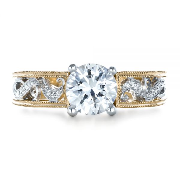 14k Yellow Gold And 14K Gold 14k Yellow Gold And 14K Gold Diamond Engagement Ring - Top View - 1214