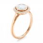 18k Rose Gold Diamond Halo Engagement Ring - Three-Quarter View -  102673 - Thumbnail