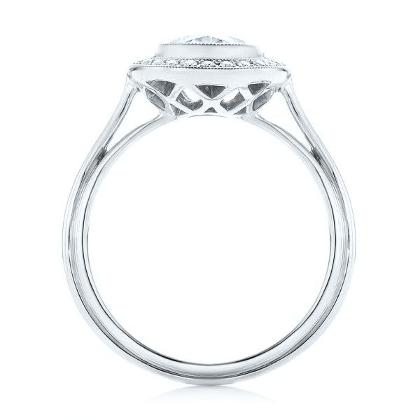 18k White Gold 18k White Gold Diamond Halo Engagement Ring - Front View -  102673