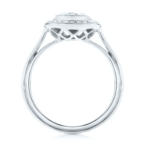 18k White Gold 18k White Gold Diamond Halo Engagement Ring - Front View - 102673