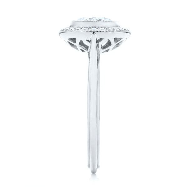 18k White Gold 18k White Gold Diamond Halo Engagement Ring - Side View - 102673