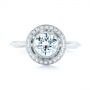 18k White Gold 18k White Gold Diamond Halo Engagement Ring - Top View -  102673 - Thumbnail