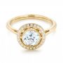 18k Yellow Gold 18k Yellow Gold Diamond Halo Engagement Ring - Flat View -  102673 - Thumbnail