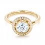 18k Yellow Gold 18k Yellow Gold Diamond Halo Engagement Ring - Flat View -  102673 - Thumbnail