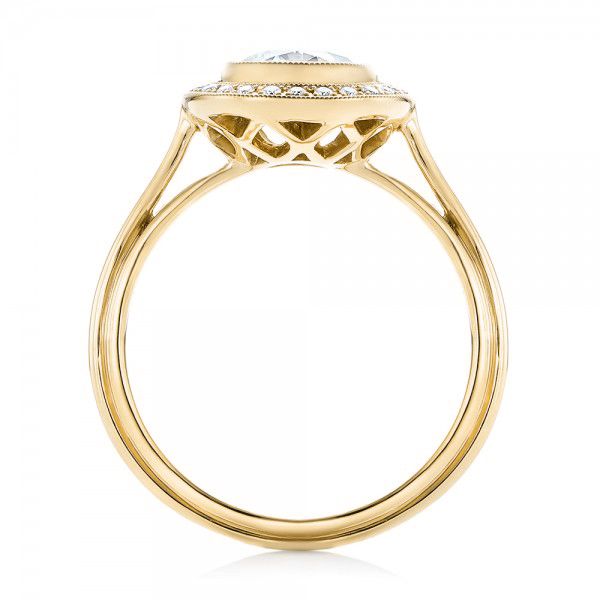 14k Yellow Gold 14k Yellow Gold Diamond Halo Engagement Ring - Front View - 102673