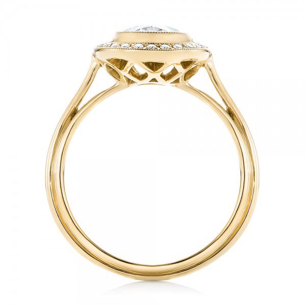 14k Yellow Gold 14k Yellow Gold Diamond Halo Engagement Ring - Front View -  102673