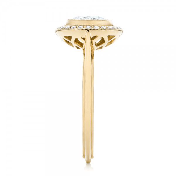 14k Yellow Gold 14k Yellow Gold Diamond Halo Engagement Ring - Side View - 102673