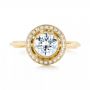 18k Yellow Gold 18k Yellow Gold Diamond Halo Engagement Ring - Top View -  102673 - Thumbnail
