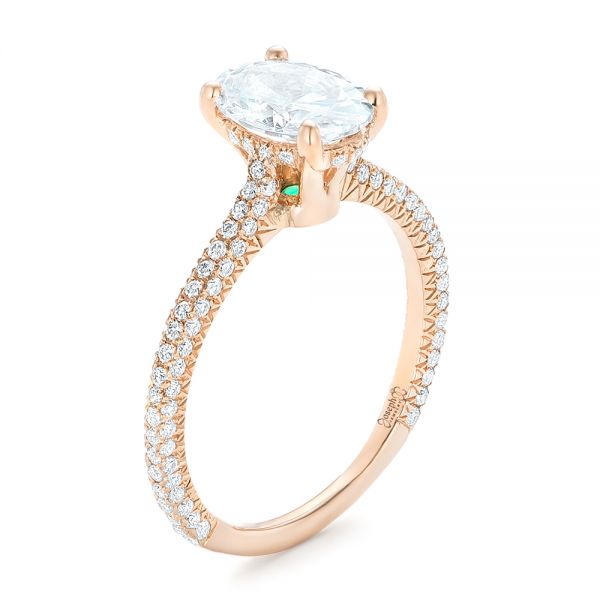 18k Rose Gold 18k Rose Gold Oval Diamond Engagement Ring - Three-Quarter View -  102561