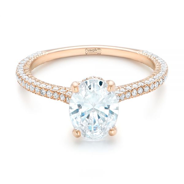 14k Rose Gold Oval Diamond Engagement Ring - Flat View - 102561