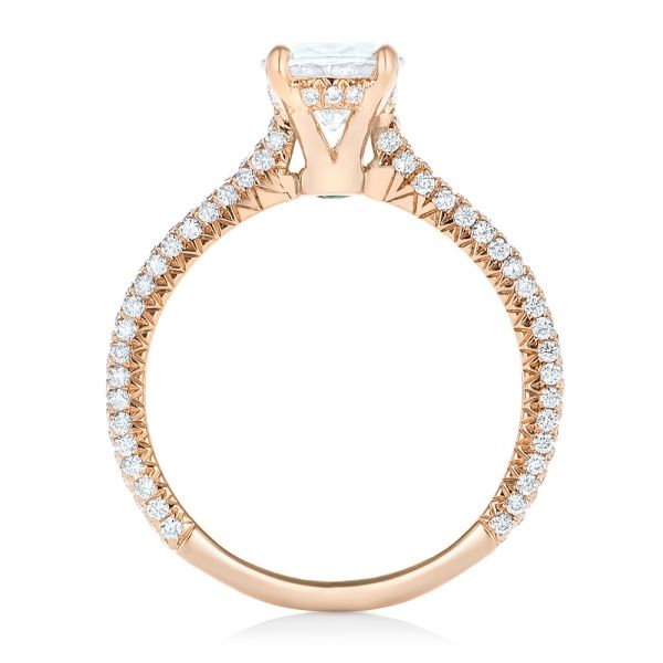 14k Rose Gold Oval Diamond Engagement Ring - Front View -  102561