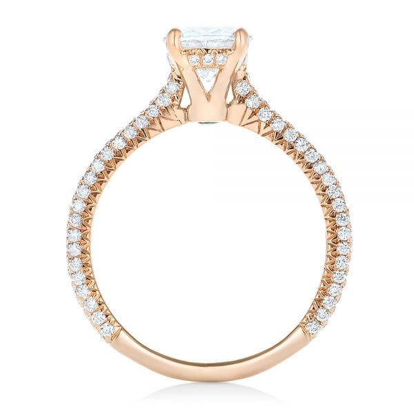 14k Rose Gold Oval Diamond Engagement Ring - Front View - 102561