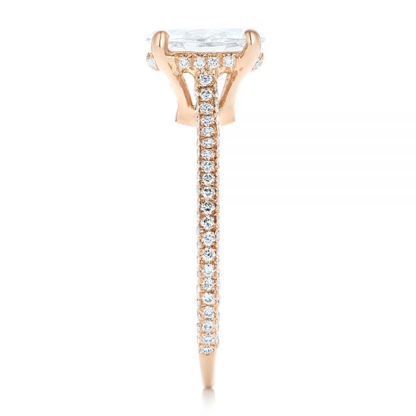 14k Rose Gold Oval Diamond Engagement Ring - Side View - 102561