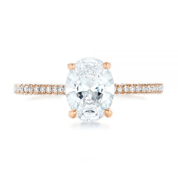 14k Rose Gold Oval Diamond Engagement Ring - Top View -  102561
