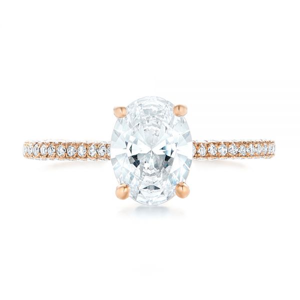 14k Rose Gold Oval Diamond Engagement Ring - Top View - 102561